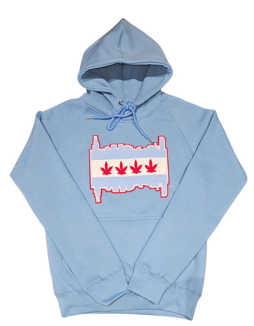 Baby Blue Chenille Patch Chi-High Hoodie